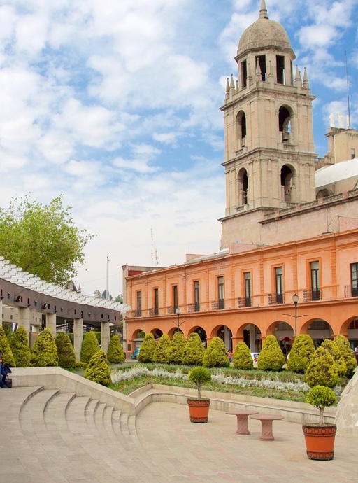 Fachada de la Catedral de Toluca y edificios coloniales